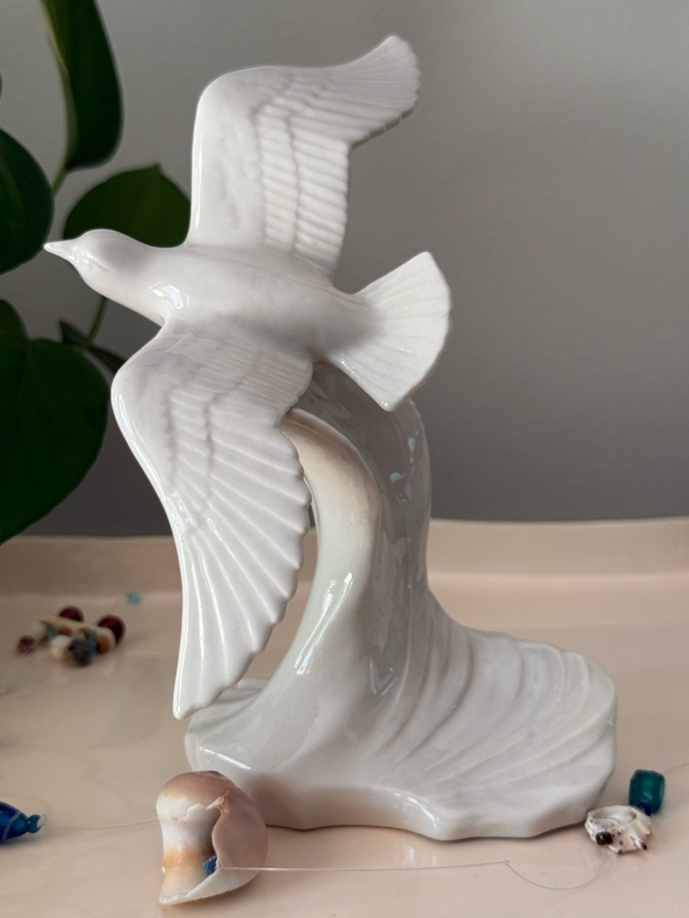 Vintage Seagull on Wave Ceramic Sculpture Dwight Morris Kingwood Ceramics